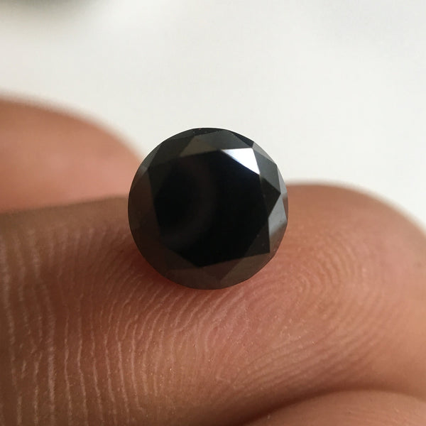 1.50 Ct Heated Black Diamond: 6.60 mm Round Brilliant Cut Loose Stone