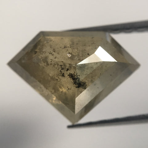 2.69 Ct Fancy Shape Light Yellowish Gray Natural Loose Diamond, 8.03 mm x 11.40 mm x 4.37 mm Antique Shape Natural Rustic Diamond AJ13/07