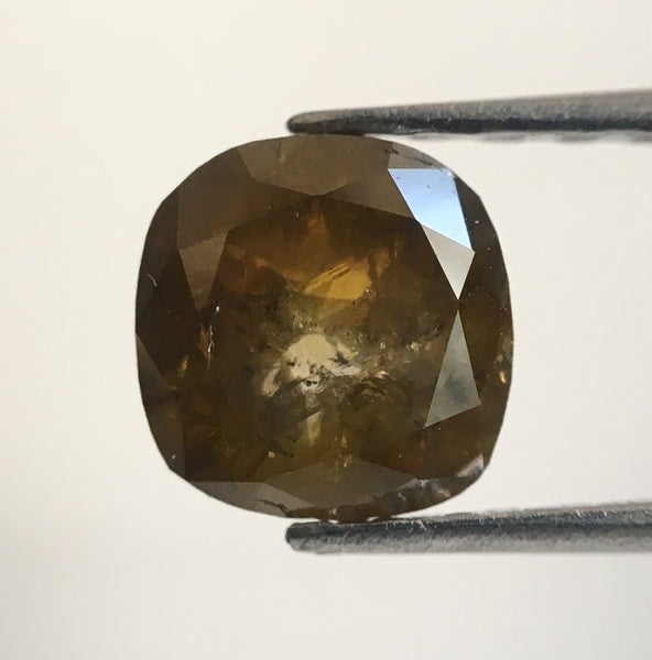 0.81 Ct Cushion Shape Fancy Brown Natural Loose Diamond, 5.57 mm X 5.41 mm x 3.04 mm Cushion Shape Rose Cut Natural Loose Diamond AJ13/10