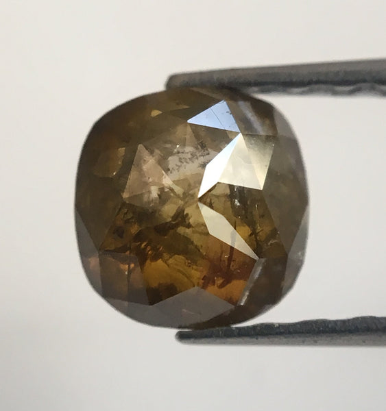 0.81 Ct Cushion Shape Fancy Brown Natural Loose Diamond, 5.57 mm X 5.41 mm x 3.04 mm Cushion Shape Rose Cut Natural Loose Diamond AJ13/10