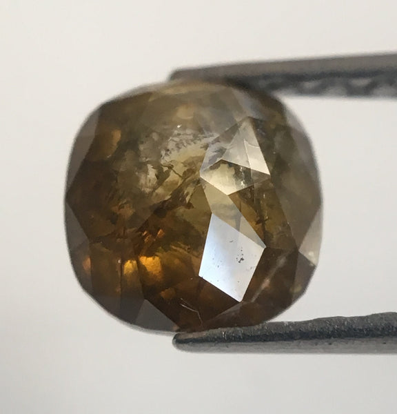 0.81 Ct Cushion Shape Fancy Brown Natural Loose Diamond, 5.57 mm X 5.41 mm x 3.04 mm Cushion Shape Rose Cut Natural Loose Diamond AJ13/10