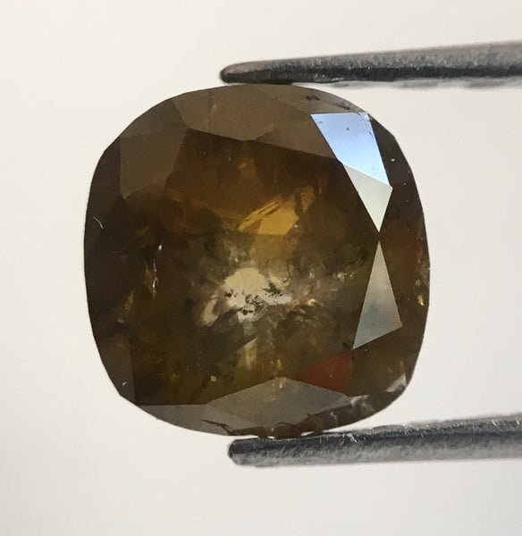 0.81 Ct Cushion Shape Fancy Brown Natural Loose Diamond, 5.57 mm X 5.41 mm x 3.04 mm Cushion Shape Rose Cut Natural Loose Diamond AJ13/10