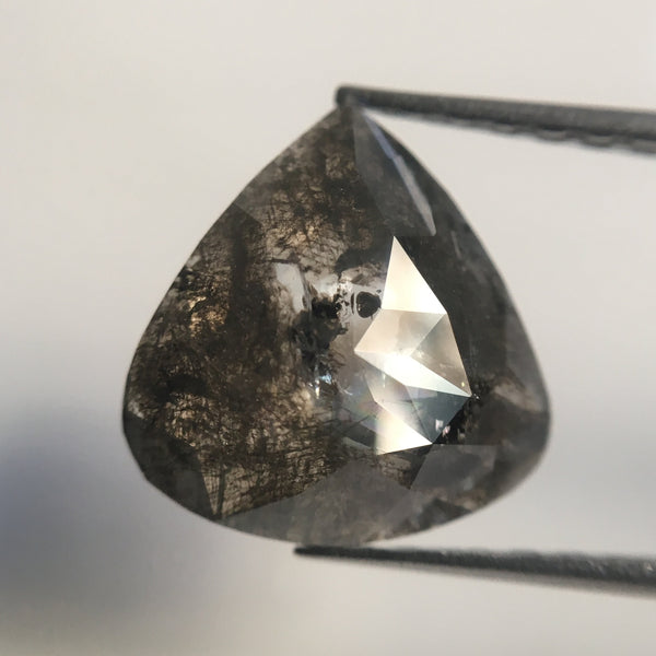 2.25 Ct Natural Loose Diamond 10.55 mm X 10.15 mm x 2.70 mm Fancy Dark Grey Color Full Cut Pear Natural Loose Diamond for Jewellery SJ26/16