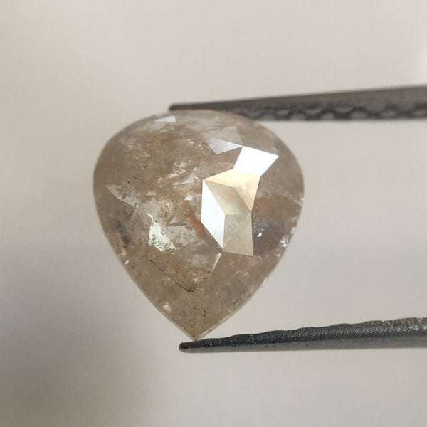 1.28 Ct Brownish Grey 8.40 mm X 7.50 mm x 2.85 mm Pear Cut Loose Natural Diamond, Fancy Grey Rose Cut Pear Natural Loose Diamond SJ26/23