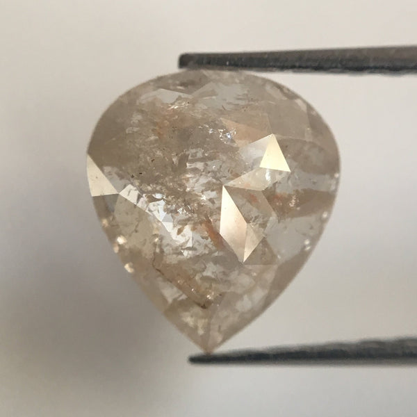 1.28 Ct Brownish Grey 8.40 mm X 7.50 mm x 2.85 mm Pear Cut Loose Natural Diamond, Fancy Grey Rose Cut Pear Natural Loose Diamond SJ26/23