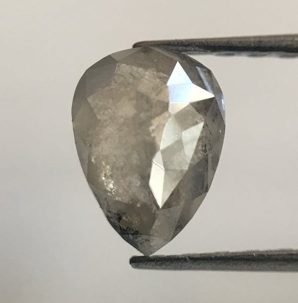 0.75 Ct Fancy Grey Color 7.00 mm X 5.25 mm x 2.40 mm Pear Cut Loose Natural Diamond, Grey Rose Cut Pear Shape Natural Rustic Diamond SJ28/11