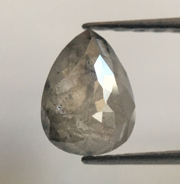 0.75 Ct Fancy Grey Color 7.00 mm X 5.25 mm x 2.40 mm Pear Cut Loose Natural Diamond, Grey Rose Cut Pear Shape Natural Rustic Diamond SJ28/11