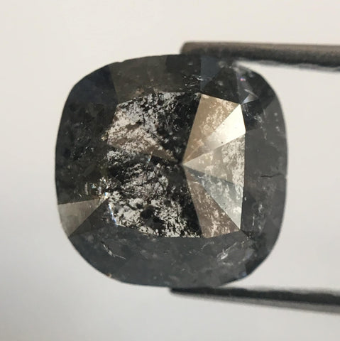 1.16 Ct Cushion Shape Fancy Dark Grey Natural Loose Diamond, 6.60 mm X 6.60 mm X 3 mm, Cushion Shape Rose Cut Natural Loose Diamond SJ28/27