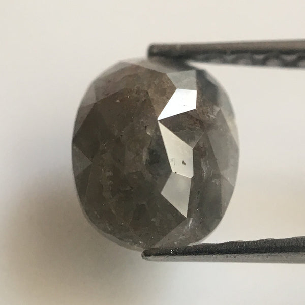 0.99 Ct Natural Dark Gray Oval Shape Rose cut Diamond, 7.39 mm X 5.97 mm X 2.70 mm Beautiful sparkling Natural Loose Diamond AJ02/24