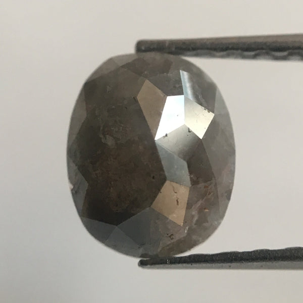 0.99 Ct Natural Dark Gray Oval Shape Rose cut Diamond, 7.39 mm X 5.97 mm X 2.70 mm Beautiful sparkling Natural Loose Diamond AJ02/24