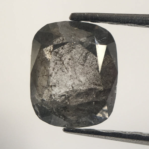 0.89 Ct Oval Shape Salt and Pepper Natural Loose Diamond 6.25 mm x 5.16 mm x 2.69 mm, Grey Oval Cut Rose Cut Natural Faceted Diamond SJ40/18