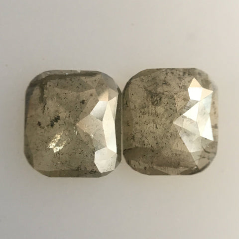 Pair 1.27 Ct Natural Gray Cushion Shape Rose cut Diamond 6.23 mm X 5.60 mm X 1.93 mm Beautiful sparkling Diamond perfect for Jewelry AJ03/15