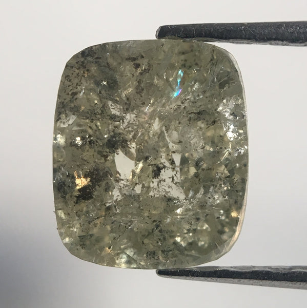 1.08 Ct Oval Shape Natural Loose Diamond 6.86 mm x 5.96 mm x 2.54 mm, Greenish Grey Oval Cut Rose Cut Natural Faceted Diamond SJ40/29