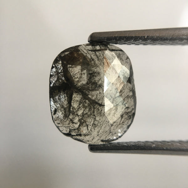 3.47 Ct Natural grey color oval shape 9.90 mm x 8.50 mm rose cut excellent check board cut diamond, Oval Cut Natural Loose Diamond AJ04/01