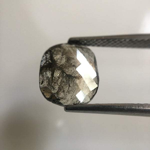 3.47 Ct Natural grey color oval shape 9.90 mm x 8.50 mm rose cut excellent check board cut diamond, Oval Cut Natural Loose Diamond AJ04/01