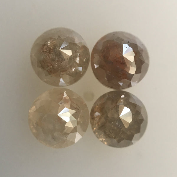 4 Pcs, 3.29 Carat 5.10 mm to 5.20 mm Grey and Dark Grey Round Rose cut Loose Natural Diamonds, Rose cut Natural diamond low price AJ06/12