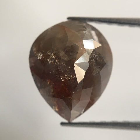 2.14 Ct Dark Brown Pear Shape Rose Cut Loose Natural Diamond 9.92 mm X 8.20 mm X 3.40 mm Fancy Rose Cut Pear Natural Loose Diamond AJ07/01