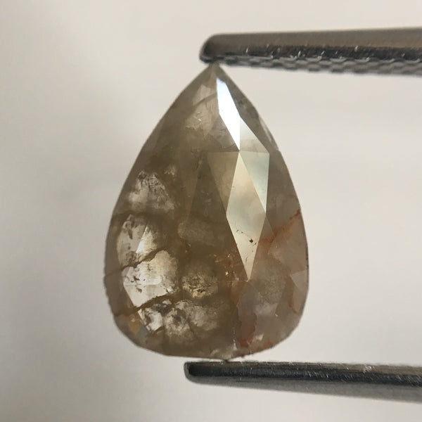 1.23 Ct Fancy Brown Color 10.26 mm X 7.08 mm X 2.05 mm Pear Loose Natural Diamond Fancy Brown Rose Cut Pear Natural Loose Diamond AJ07/06