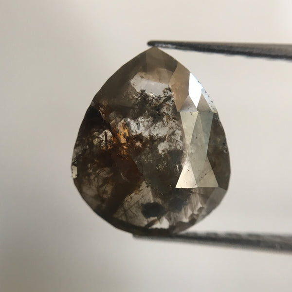 2.08 Ct Fancy Grey Pear Cut Loose Natural Diamond, 9.70 mm X 8.14 mm X 2.70 mm Fancy Brown Rose Cut Pear Natural Loose Diamond AJ07/12