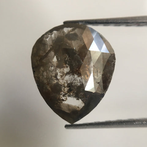 2.08 Ct Fancy Grey Pear Cut Loose Natural Diamond, 9.70 mm X 8.14 mm X 2.70 mm Fancy Brown Rose Cut Pear Natural Loose Diamond AJ07/12