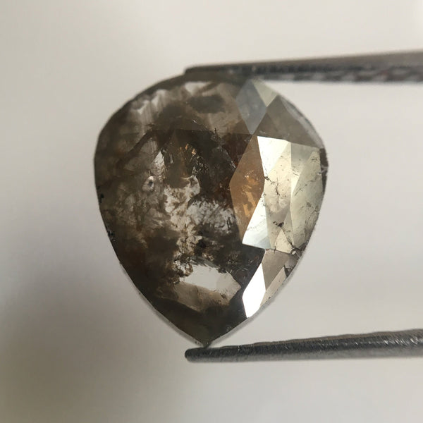 2.08 Ct Fancy Grey Pear Cut Loose Natural Diamond, 9.70 mm X 8.14 mm X 2.70 mm Fancy Brown Rose Cut Pear Natural Loose Diamond AJ07/12