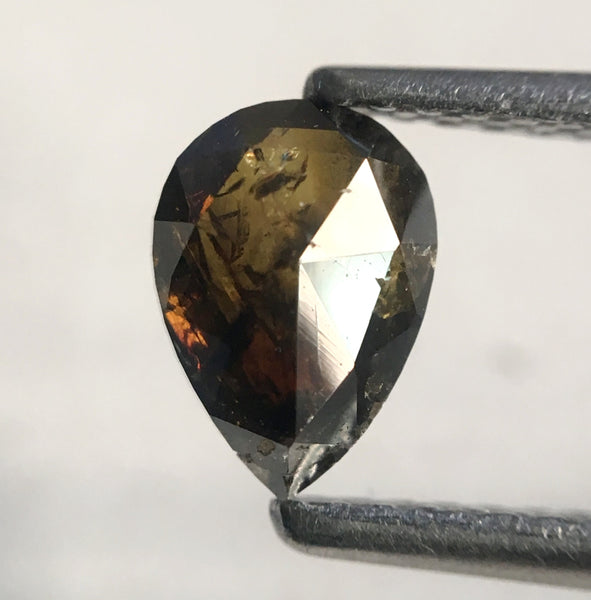 0.79 Ct Pear Shape Dark Brown Rose cut Natural Loose Diamond, 6.85 mm x 4.93 mm X 2.72 mm Fancy Color Natural Loose Diamond for ring AJ10/23