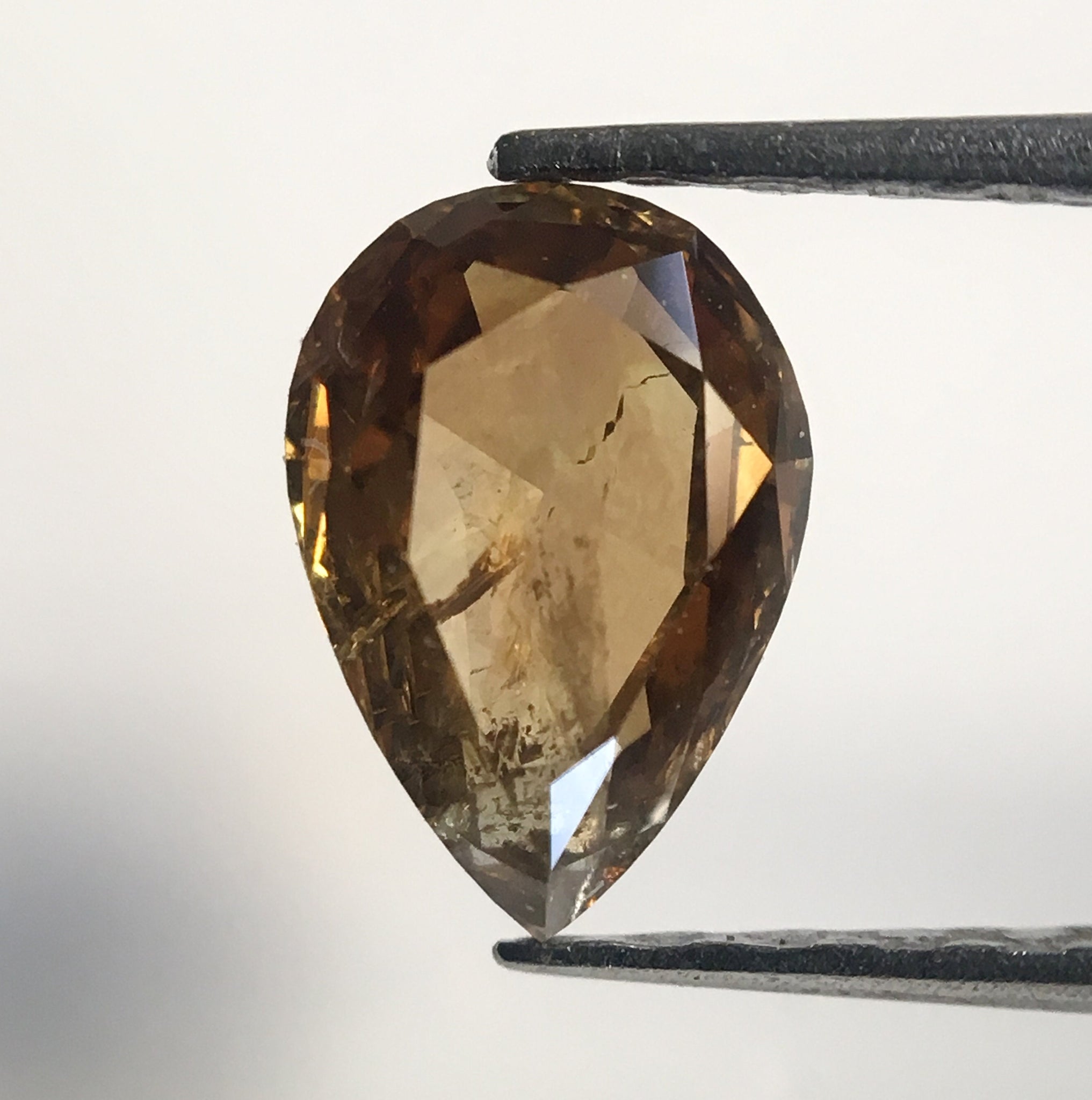 0.70 Ct Natural Pear Shape Fancy Brown Brilliant Rose cut Loose Diamond, 6.76 mm x 4.71 mm x 2.63 mm Natural Rustic Loose Diamond AJ10/31