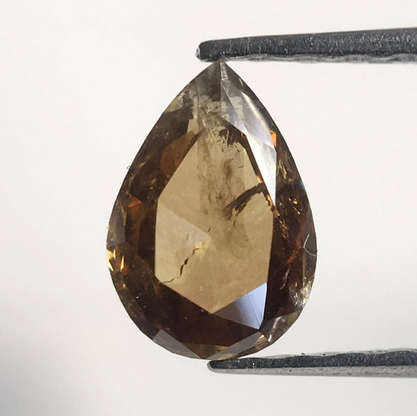 0.70 Ct Natural Pear Shape Fancy Brown Brilliant Rose cut Loose Diamond, 6.76 mm x 4.71 mm x 2.63 mm Natural Rustic Loose Diamond AJ10/31