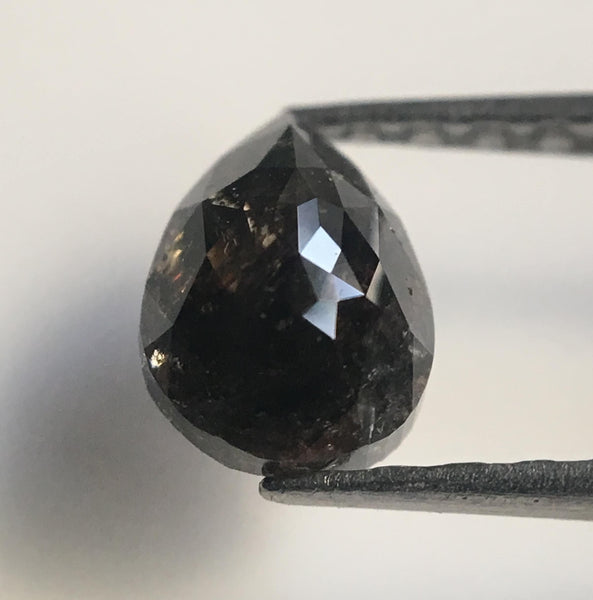 0.71 Ct Grey Black Color Fancy Shape Natural Loose Diamond, 6.46 mm X 4.71 mm X 2.82 mm Pear Natural Loose Diamond Use for Jewelry AJ14/05