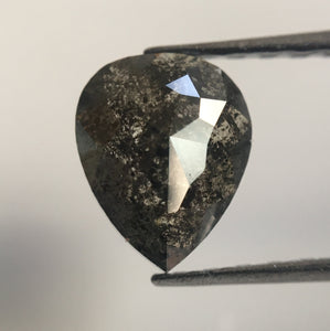 0.86 Ct Grey Black Color Fancy Shape Natural Loose Diamond, 7.31 mm X 5.87 mm X 2.34 mm Pear Natural Loose Diamond Use for Jewelry AJ14/15