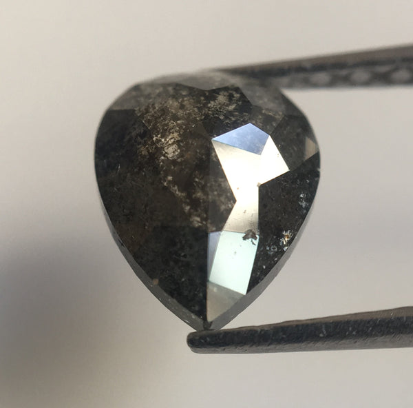 0.86 Ct Grey Black Color Fancy Shape Natural Loose Diamond, 7.31 mm X 5.87 mm X 2.34 mm Pear Natural Loose Diamond Use for Jewelry AJ14/15