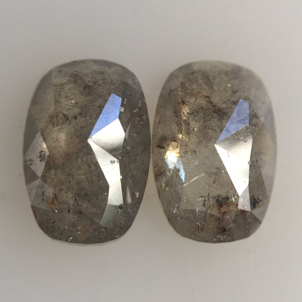 2.33 Ct Elongated Oval Shape Gray color Rose cut Diamond Pair, 8.50 mm x 5.72 mm X 2.70 mm Oval Shape Natural Loose Diamond AJ11/15