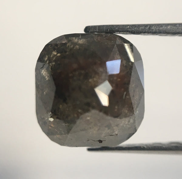 1.98 Ct Dark Grey Color Cushion Shape Rose Cut Natural Loose Diamond, 6.84 mm X 6.60 mm X 4.52 mm Rustic Natural Diamond for Jewelry AJ14/20