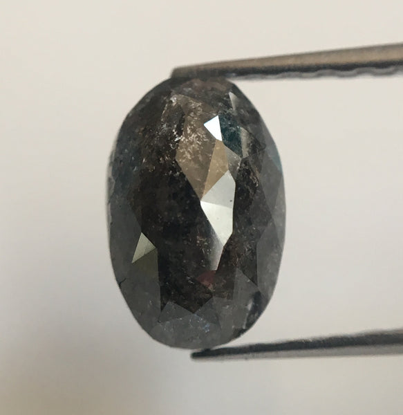 1.48 Ct Oval Cut Fancy Gray Color Natural Loose Diamond, 8.01 mm X 5.32 mm X 3.46 mm Grey Oval Shape Rose Cut Natural Loose Diamond AJ14/22