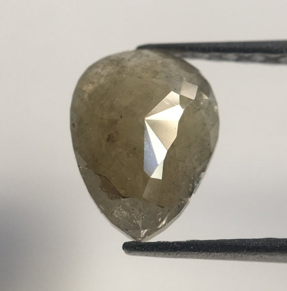 0.81 Ct Pear shape brownish grey rose cut natural loose diamond, 7.53 mm X 5.73 mm X 2.25 mm Rose Cut Natural Loose Diamond AJ12/02