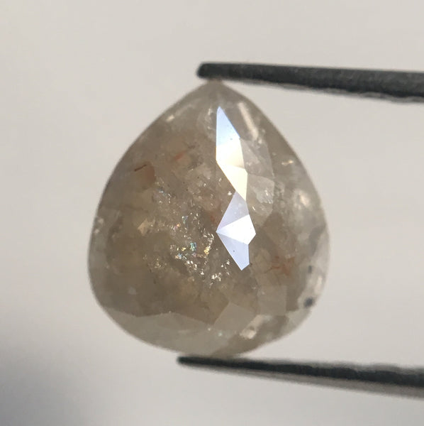 0.84 Carat Pear Shape Brownish Grey Natural Rose Cut Loose Diamond, 7.13 mm X 6.28 mm X 2.32 mm Rose Cut Natural Loose Diamond AJ12/06