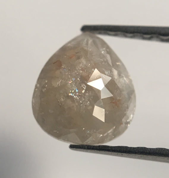 0.84 Carat Pear Shape Brownish Grey Natural Rose Cut Loose Diamond, 7.13 mm X 6.28 mm X 2.32 mm Rose Cut Natural Loose Diamond AJ12/06