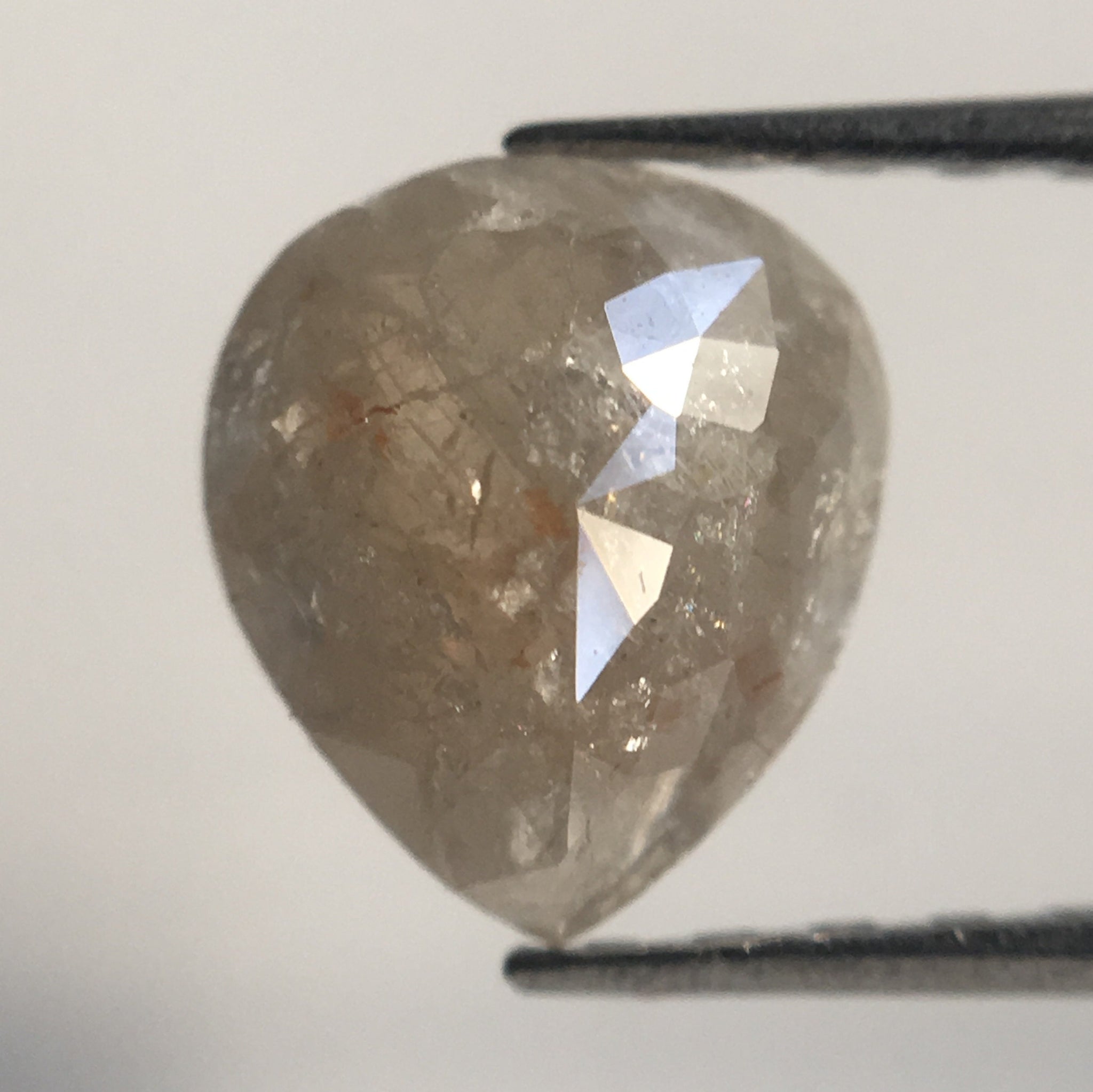 0.84 Carat Pear Shape Brownish Grey Natural Rose Cut Loose Diamond, 7.13 mm X 6.28 mm X 2.32 mm Rose Cut Natural Loose Diamond AJ12/06