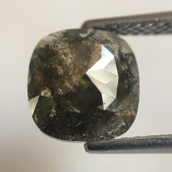 1.75 Ct Dark Grey Color Cushion Shape Rose Cut Natural Loose Diamond, 7.74 mm X 7.50 mm X 3.01 mm Rustic Natural Loose Diamond AJ12/23