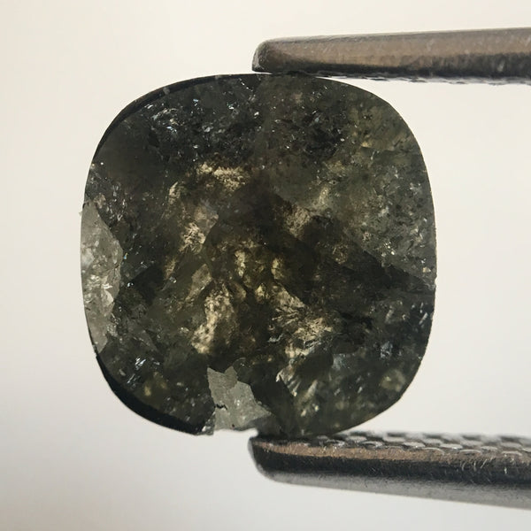 1.75 Ct Dark Grey Color Cushion Shape Rose Cut Natural Loose Diamond, 7.74 mm X 7.50 mm X 3.01 mm Rustic Natural Loose Diamond AJ12/23