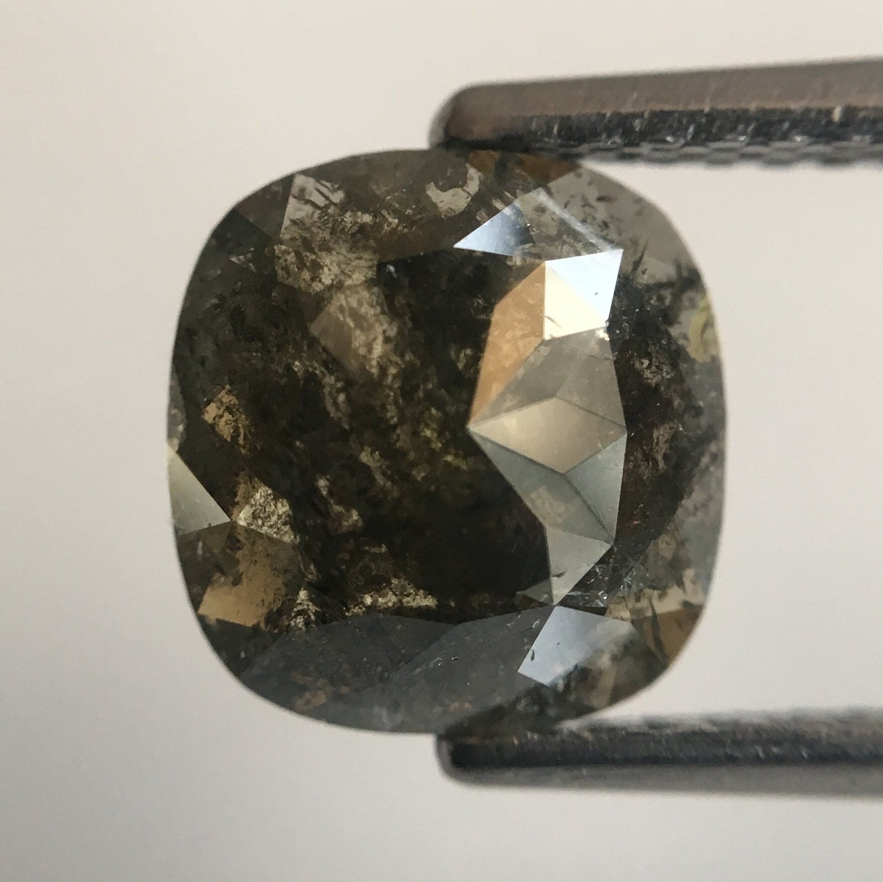 1.75 Ct Dark Grey Color Cushion Shape Rose Cut Natural Loose Diamond, 7.74 mm X 7.50 mm X 3.01 mm Rustic Natural Loose Diamond AJ12/23