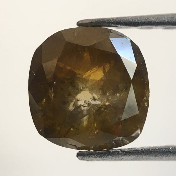 0.81 Ct Cushion Shape Fancy Brown Natural Loose Diamond, 5.57 mm X 5.41 mm x 3.04 mm Cushion Shape Rose Cut Natural Loose Diamond AJ13/10