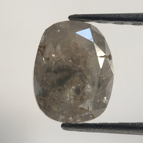 0.91 Ct Oval Shape Fancy Gray Color Natural Loose Diamond, 6.40 mm X 5.00 mm x 3.18 mm Grey Oval Cut Rose Cut Natural Diamond AJ13/20