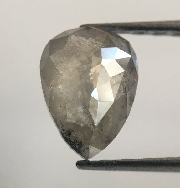 0.75 Ct Fancy Grey Color 7.00 mm X 5.25 mm x 2.40 mm Pear Cut Loose Natural Diamond, Grey Rose Cut Pear Shape Natural Rustic Diamond SJ28/11