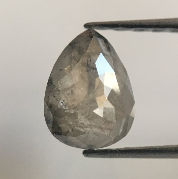 0.75 Ct Fancy Grey Color 7.00 mm X 5.25 mm x 2.40 mm Pear Cut Loose Natural Diamond, Grey Rose Cut Pear Shape Natural Rustic Diamond SJ28/11