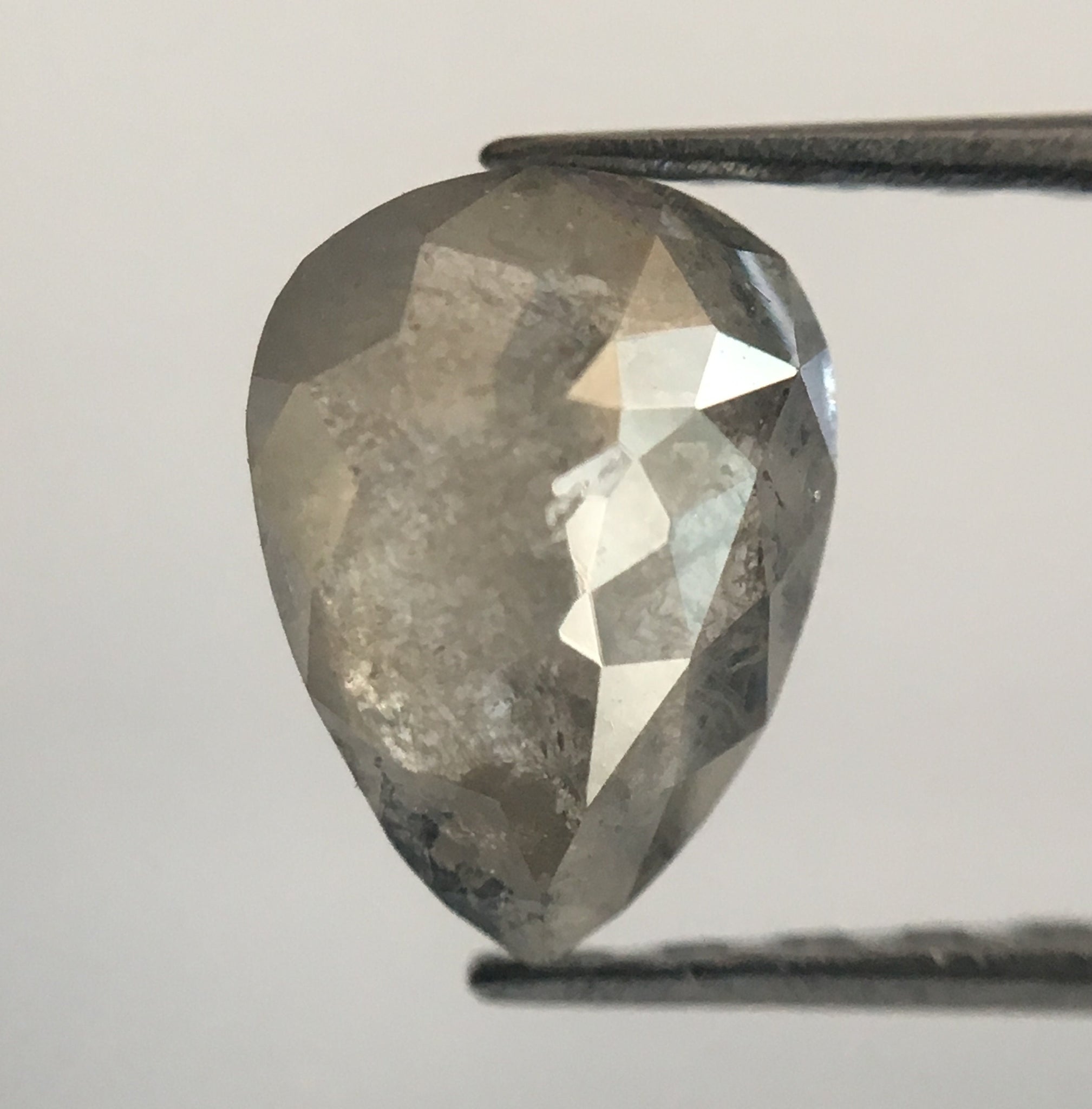 0.75 Ct Fancy Grey Color 7.00 mm X 5.25 mm x 2.40 mm Pear Cut Loose Natural Diamond, Grey Rose Cut Pear Shape Natural Rustic Diamond SJ28/11