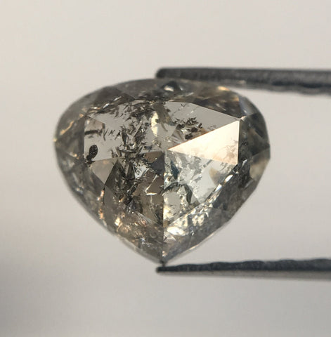 1.45 Ct Natural Loose Diamond Grey Color Pear Shape Rose Cut, 6.28 mm X 7.22 mm x 4.15 mm Excellent Natural Loose Diamond SJ28/62