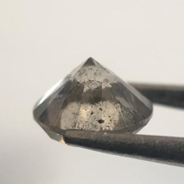 0.75 Ct 5.51 mm X 3.64 mm Salt and Pepper Round Brilliant Cut Natural Loose Diamond Grey, SJ03/05