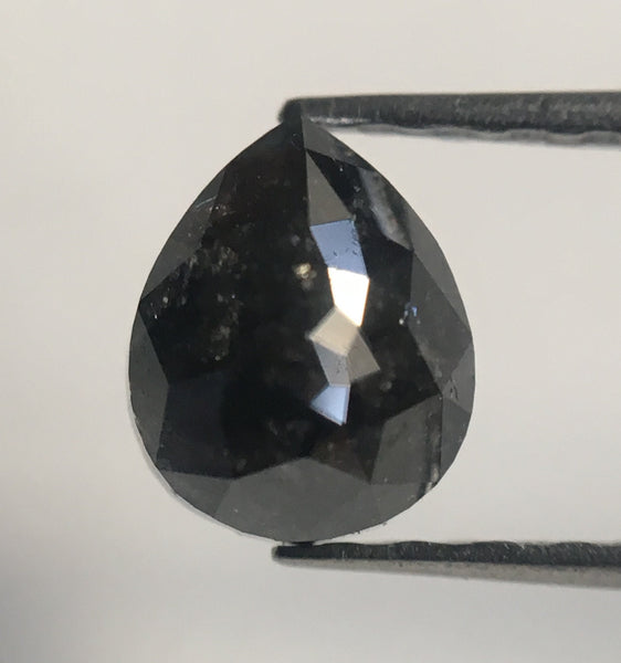 0.84 Ct Grey Black Color Fancy Shape Natural Loose Diamond, 6.01 mm X 4.91 mm X 3.17 mm Pear Natural Loose Diamond Use for Jewelry AJ14/03