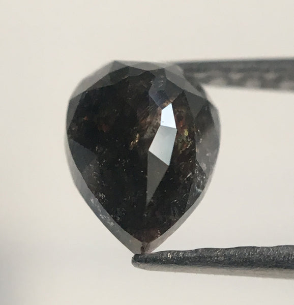 0.71 Ct Grey Black Color Fancy Shape Natural Loose Diamond, 6.46 mm X 4.71 mm X 2.82 mm Pear Natural Loose Diamond Use for Jewelry AJ14/05